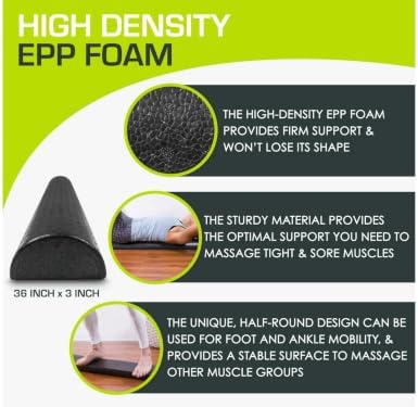 Half Round Foam Roller 36x3 Inch High Density EPP for Stretching Balance Core