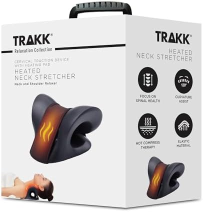 TRAKK Heated Neck Stretcher – Cervical Traction Device with Heat Therapy, Neck & Shoulder Relaxer for Neck Pain Relief and Posture Support