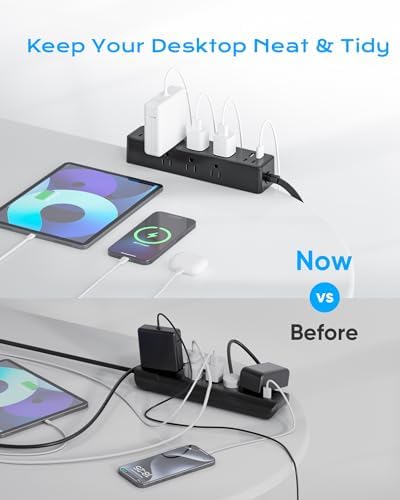 Desk Clamp Power Strip 10FT, Acozvin 24W Total Charging Station