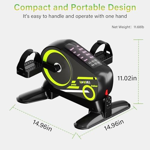 Mini Exercise Bike, Motorized Under Desk Pedal Exerciser Leg/Arm Cycle for Senior, Auto&Manual Mode, Adjustable Speed, LCD Display, Remote Control