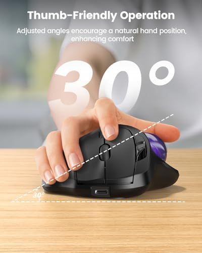 SABLUTE MAM2 Wireless Trackball Mouse Ergonomic with 5Level DPI-Purple Ball