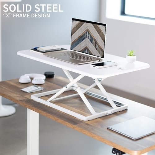 VIVO White 32 in Single Top Standing Desk Converter, DESK-V032JW