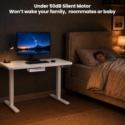 Electric Standing Desk, 32" x 24" Adjustable Height Sit Stand Desk, Small Space Workstation, Compact Computer Desk for Home Office, Stable Steel Frame (White)