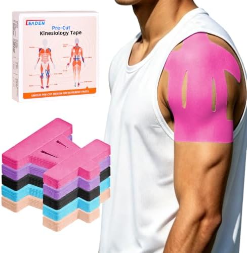 Precut Kinesiology Tape for Shoulder, 10 Pcs, Pink