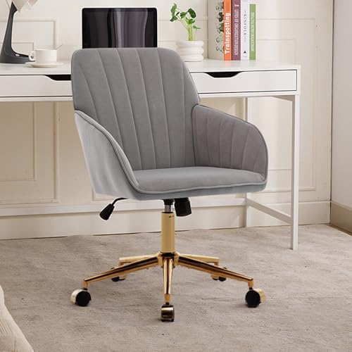 Home Office Desk Chair with Gold Metal Base and Memory Foam Cushion