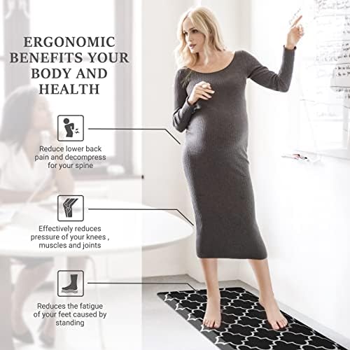 WISELIFE Kitchen Runner Rugs Anti-Fatigue mats,17.3" x 39", 4/5 Inch, Black