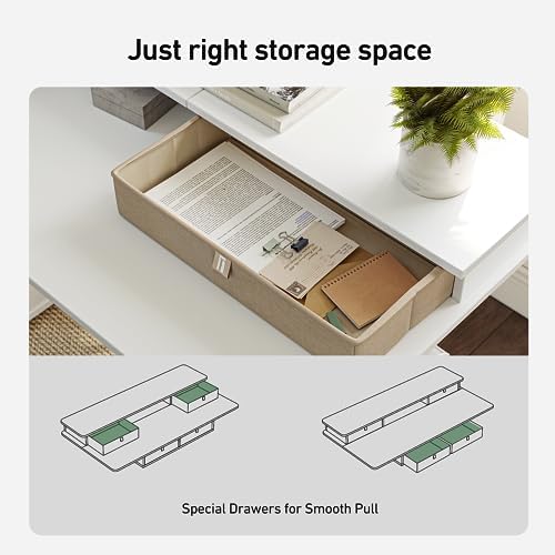 FEZIBO 60 x 30 inch Standing Electric Desk with Drawers, White