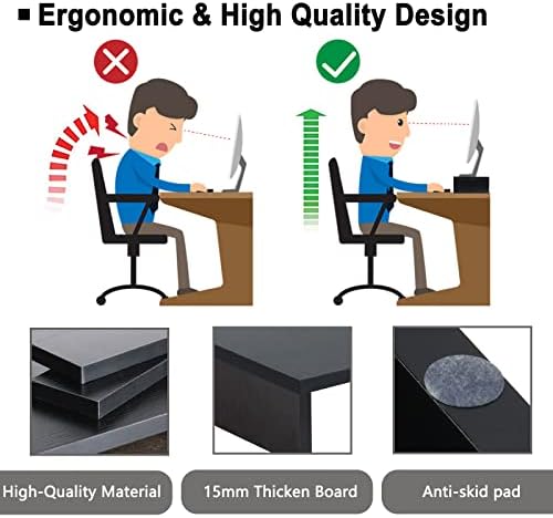TEAMIX 2-Pack Monitor Stand Riser 20 inch, Wood Desk Computer Shelf, Black