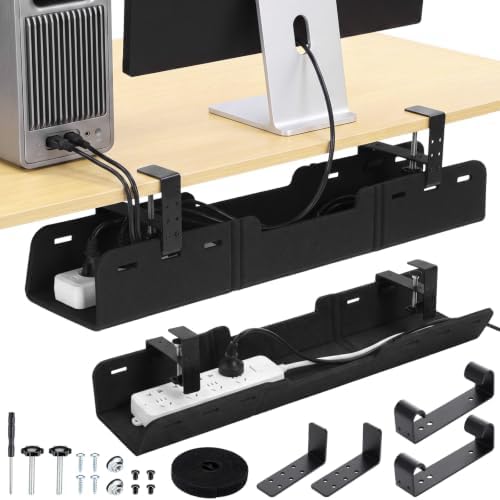 Chumia Under Desk Cable Management Tray No Drill, Black, 28 Inch