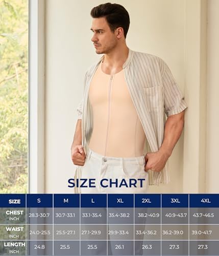 TAILONG Men Compression Shirt for Body Slimming Tank Top Shaper Tight Undershirt Tummy Control Girdle