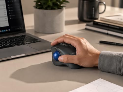 ZOSTA Trackball Mouse Smooth Tracking for PC Laptop, Black-Blue, Bluetooth