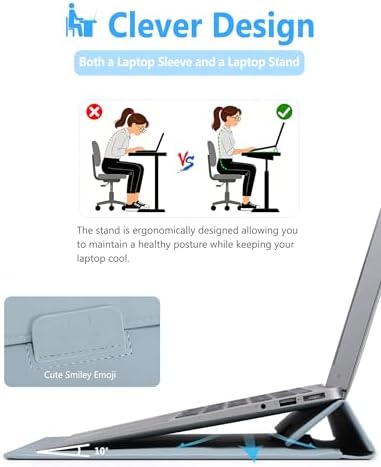 HYZUO 13 Inch Laptop Case Sleeve with Stand for MacBook Air, Pale Blue