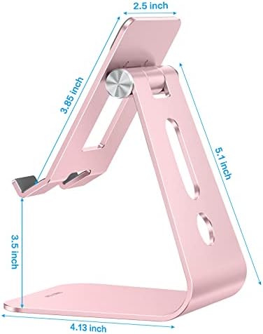 OMOTON Adjustable Tablet Stand for Desk, Upgraded Longer Arms for Greater Stability, T2 Tablet Holder with Hollow Design for Bigger Sized Phones and Tablets Such as iPad Pro/Air/Mini, Rose Gold
