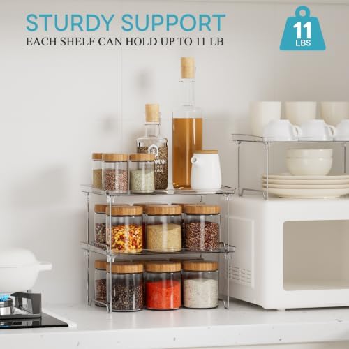 STARLATTA 3 Pcs Stackable Clear Acrylic Cabinet Organizer Shelf