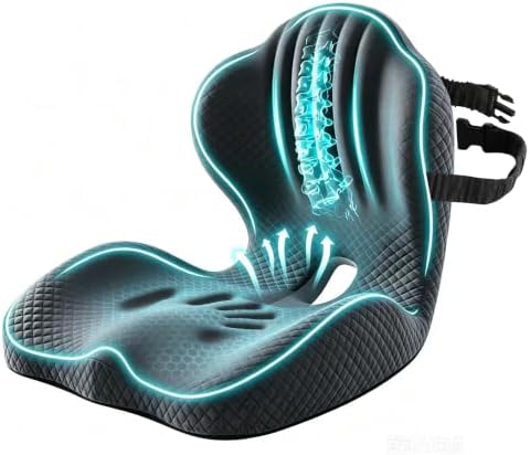 Ergonomic Seat Cushion with Back Support, Black