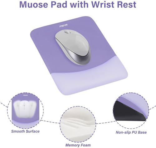 MOSISO Wrist Rest Support Mouse Pad & Keyboard Set, Purple