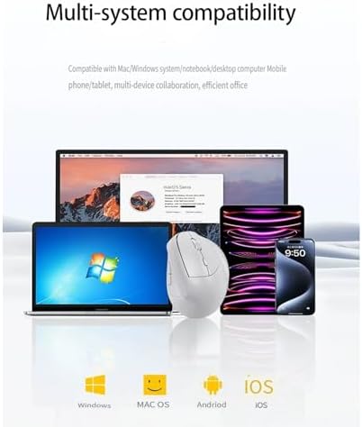 Black Ergonomic Wireless Vertical Mouse - Rechargeable, 3200DPI, 6 Buttons for Wrist Pain & Carpal Tunnel Relief