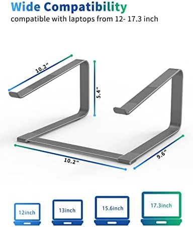 SOUNDANCE Laptop Stand for Desk, Metal Riser, Fits 12-17.3 Inch,Grey