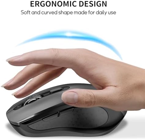 Ergonomic 6 Button Silent Wireless Side Key Mouse No Light Gray