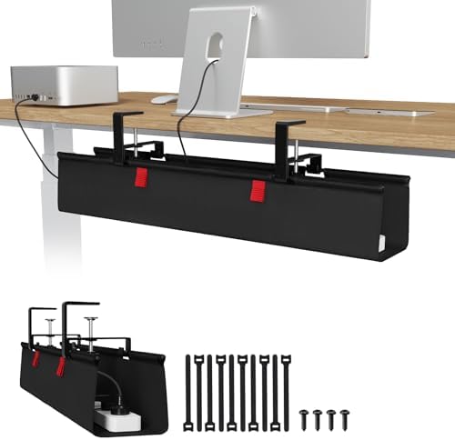 Univivi No Drill Under Desk Cable Management Tray, 28 inch Cable Management