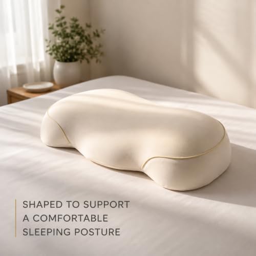 Beige Memory Foam Cervical Pillow for Neck & Shoulder Support, 23 x 12 in