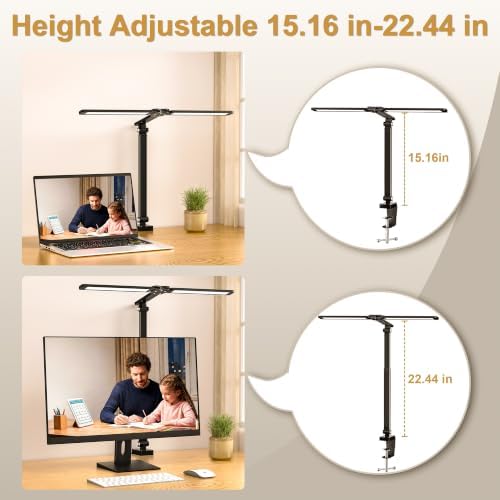 LED Desk Lamp for Office Home, Architect Desk Light with Clamp, Black