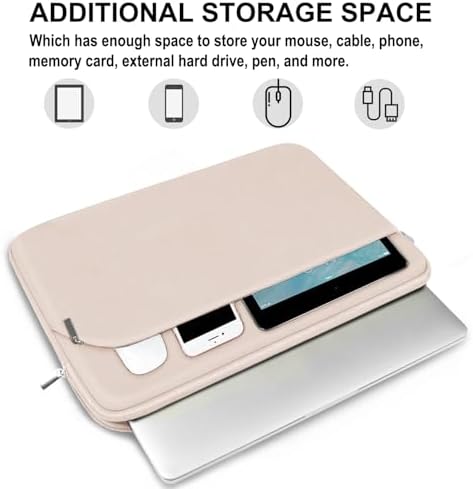 Laptop Case 13.3 inch, Portable Monitor Protective Laptop Sleeve with Front Pocket Computer Bag Compatible with MacBook Air Pro 13.3 inch 14 inch, Dell, HP, Light Pink
