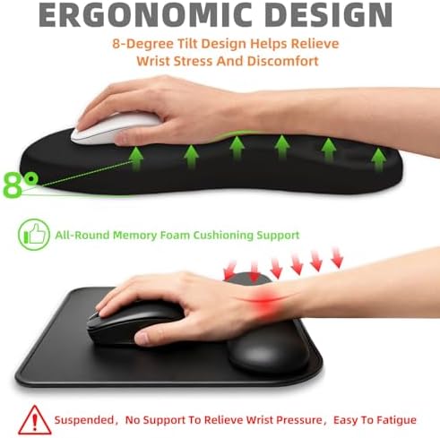 Ergonomic Mouse Pad Wrist Support for Carpal Tunnel Pain Relief