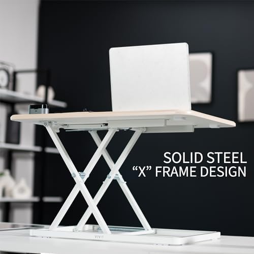 VIVO Light Wood 26 in Single Top Standing Desk Converter, DESK-V001JF