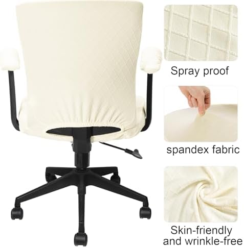 Tallew 4 Pcs Office Chair Covers Stretch Seat Armrest, White