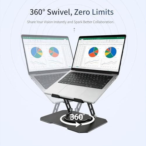 Laptop Stand for Desk, 360 Rotating Computer Riser with Adjustment Wrench, Ergonomic Laptop Riser for Collaborative, Work Foldable & Heavy Duty Tablet Stand Fit 10-15.6” Laptops