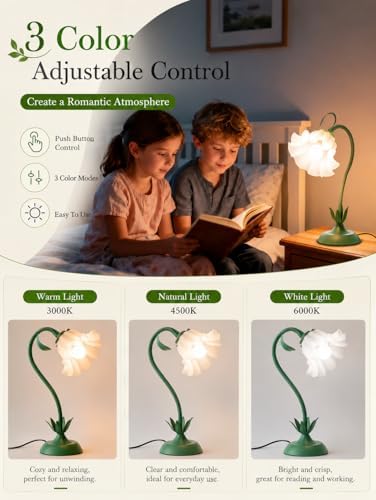 WERFOP Flower Table Lamp Cute Desk Lamp for Bedroom Home Decor