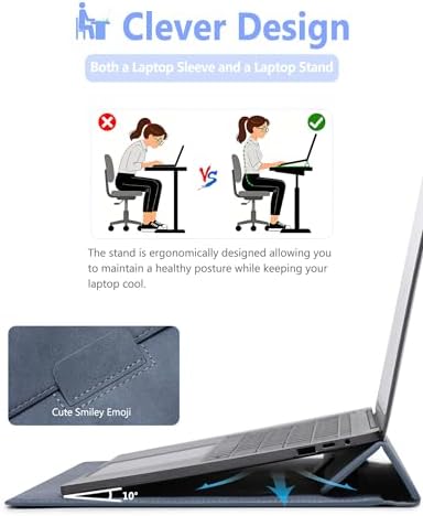 HYZUO 13.3-14 Inch Laptop Case Sleeve with Stand Feature, Haze Blue