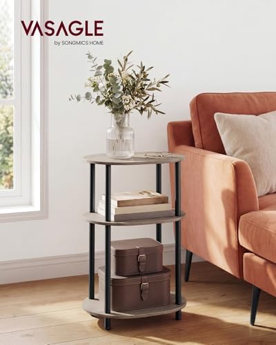 VASAGLE Side Table, Small End Table, Tall Nightstand, Steel Frame