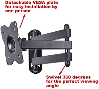 VideoSecu ML12B TV LCD Monitor Wall Mount Full Motion 15 inch Extension Arm Articulating Tilt Swivel for Most 19"-31" LED TV Flat Panel Screen with VESA 100x100, 75x75 1KX