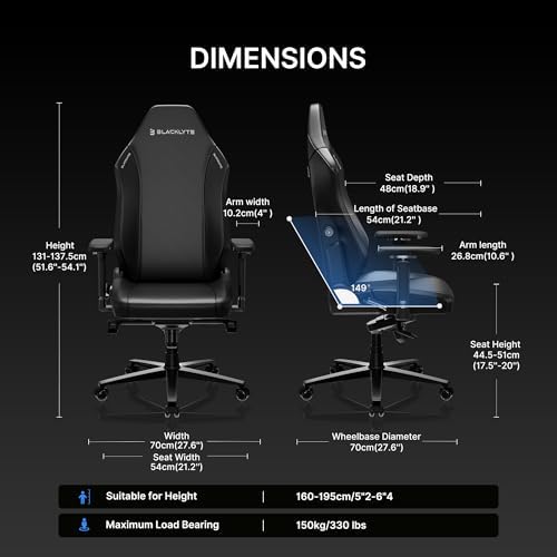 Blacklyte Athena Pro Gaming Chair, Black Leather
