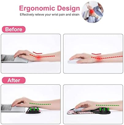 MOSISO Peony Wrist Rest Support for Mouse Pad & Keyboard Set, Black