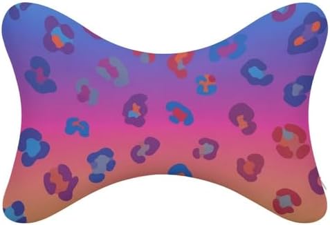 2 Pcs Comfortable Car Neck Pillow Rainbow Cheetah Leopard Print Travel Headrest Support for Driving Airplane Home Resting