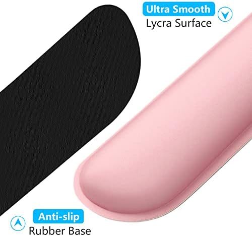 Dapesuom Enlarge Keyboard Wrist Rest, Memory Foam Keyboard Wrist Cushion for Computer Desk Mats Support, Typing Pain Relief Ergonomic Mouse Pad Rests with Non-Slip Base for Gaming, Laptop, Rose Pink