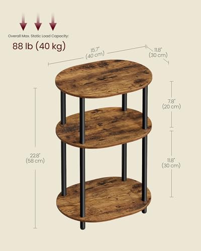 VASAGLE Side Table, Small End Table, Tall Nightstand, Steel Frame