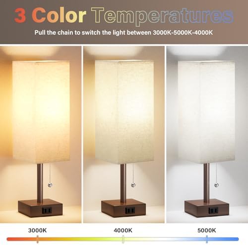 Fenmzee Bedside Lamp for Bedroom Set of 2 - Table Desk Lamp for Nightstand