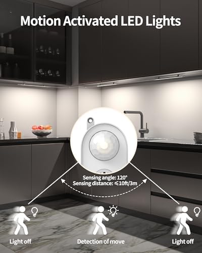 Motion Sensor Dimmable Under Cabinet Lighting, 4500K 12-inch 3 Pack