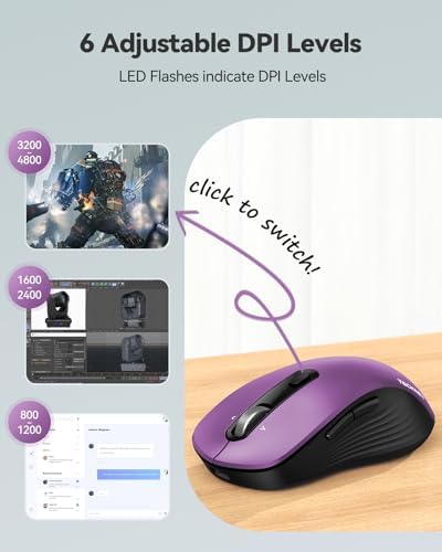 TECKNET Rechargeable Wireless Bluetooth Mouse with 4-Way Wheel, 3-Device