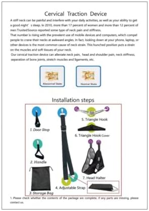 Cervical Neck Traction Device Over-The-Door, No Need for Handheld or Water Bag Portable Neck Stretcher,Effective Home Physical Therapy for Neck Pain Relief, 10 Adjustable Tension Levels