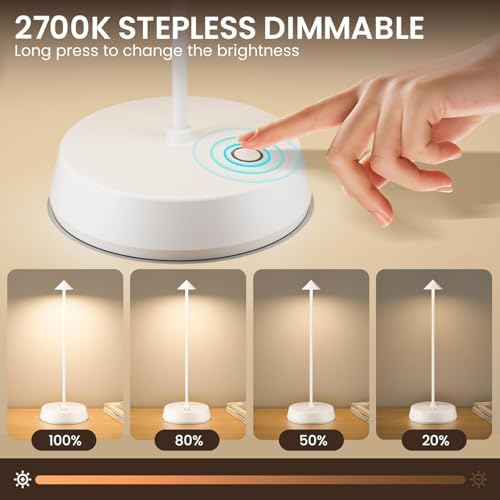 Cordless Touch Table Lamp Rechargeable LED Battery Operated 6000mAh