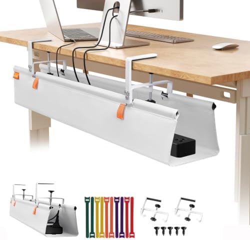 Under Desk Cable Management Tray No Drill,36Inch Cable Management,White