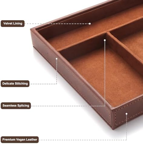 Valet Tray with Wireless Charging, All in one Nightstand Organizer for Men