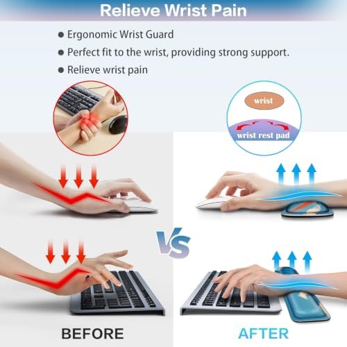 Desk Mat, Large Gaming Mouse Pad with Wrist Rest, 4in1 XXL Mousepad+Keyboard Wrist Rest+Mouse Pad Wrist Support+Cup Coaster Set Ergonomic Computer Desk Arm Wrist for Decor Home Office Women