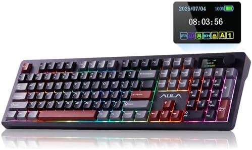 AULA F106 Pro Wireless Gaming Keyboard Creamy Mechanical Keyboards 104 Keys