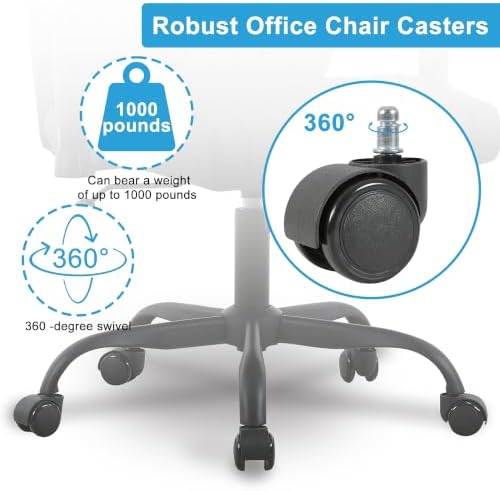 Office Chair Replacement Caster Wheels, 11mm Stem, Set of 5